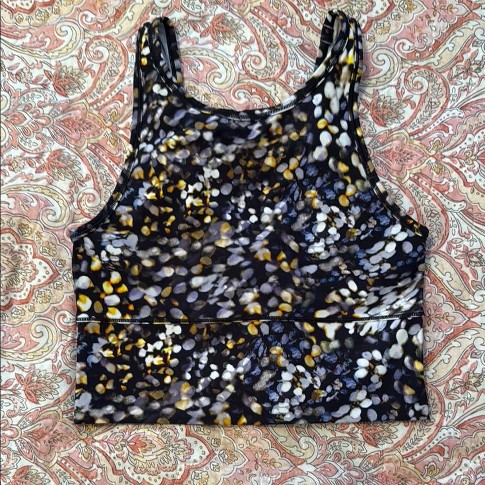 Lululemon Athletica Yellow and White Fitted Crop Tank Top